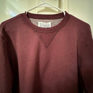 NWT Men's Maison Martin Margiela Red Sweatshirt leather elbow patches Size S